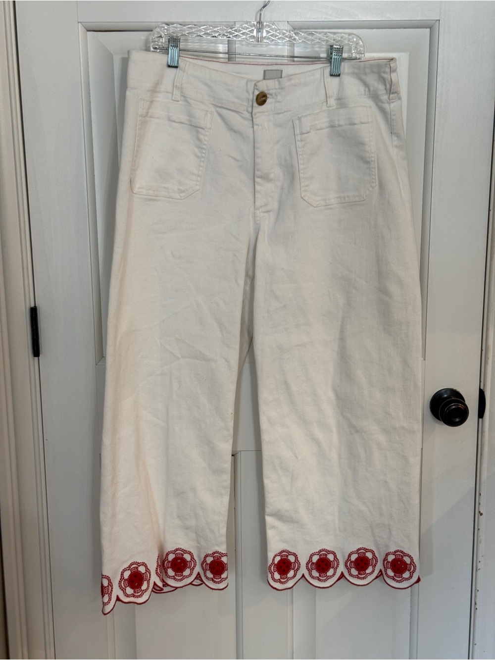 Anthropologie Maeve Colette Scallop Hem Crop Wide Leg Jeans 25906 - Picture 5 of 16